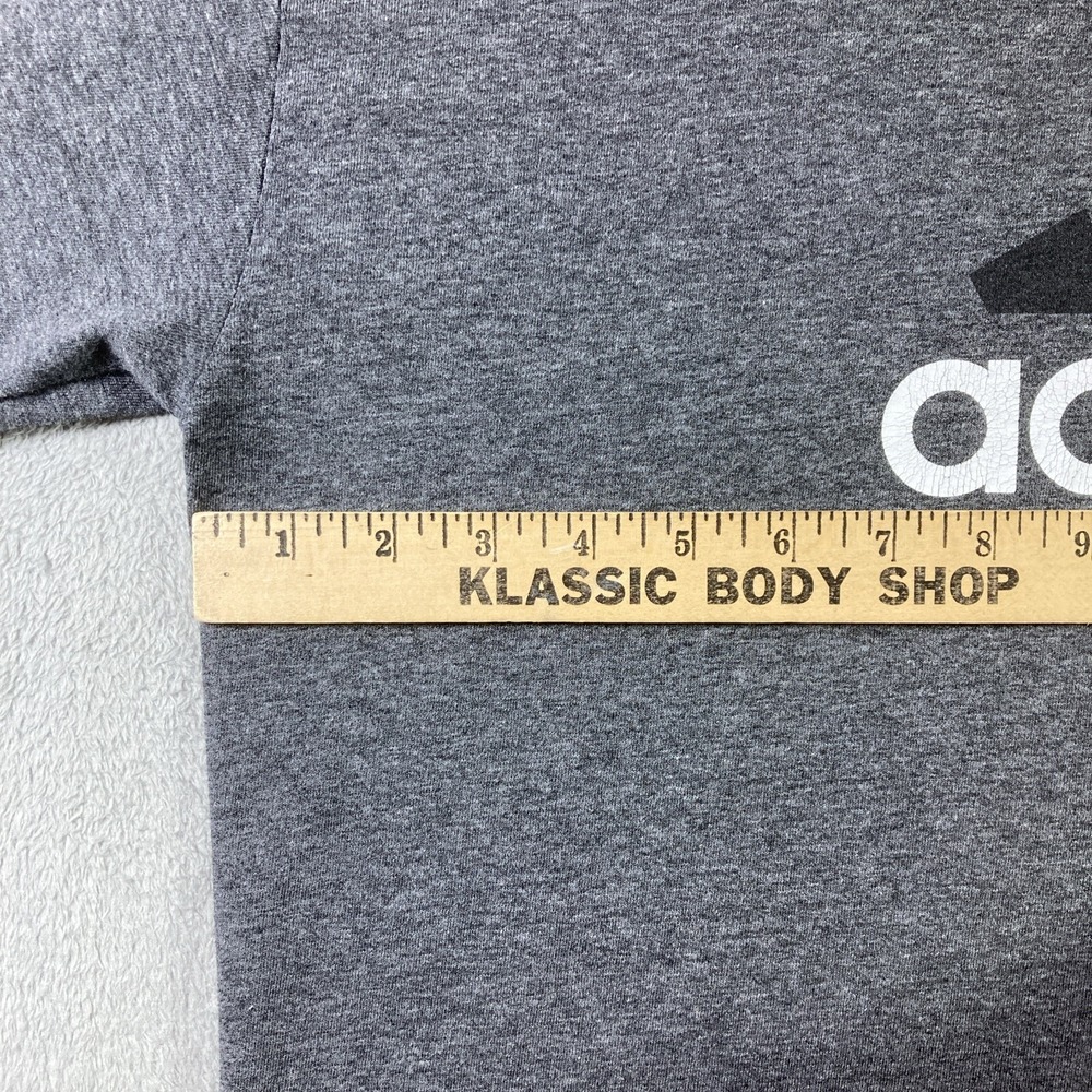 Adidas Shirt Adult Large Dark Gray Logo Sports Workout Casual Comfort SS - Picture 9 of 12